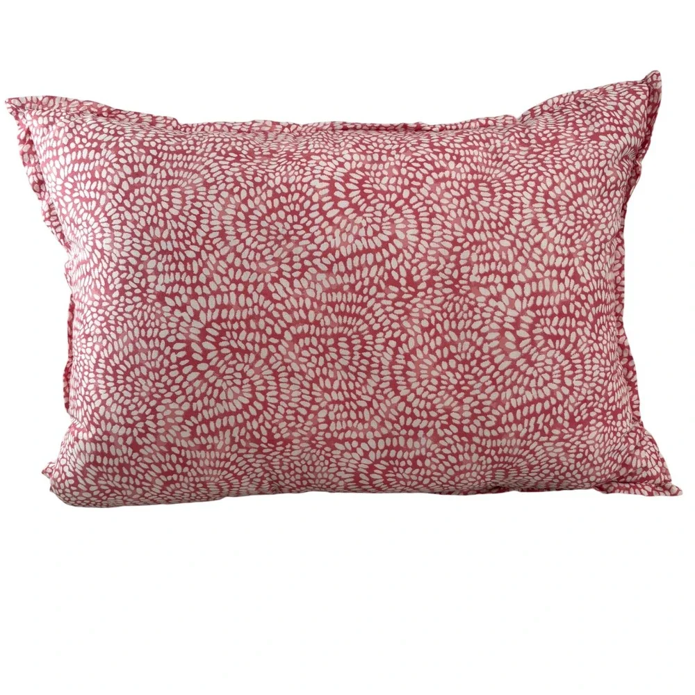 Handmade Kantha Quilted Floral Block Print Reversible Decorative Pillow Cottage